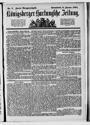 Königsberger Hartungsche Zeitung vom 09.01.1892