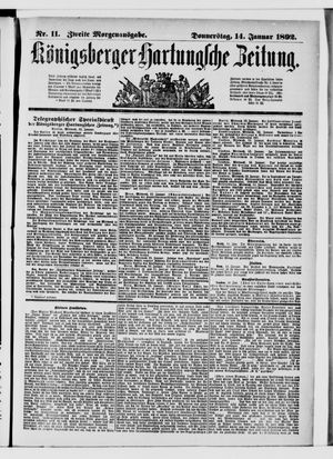 Königsberger Hartungsche Zeitung vom 14.01.1892