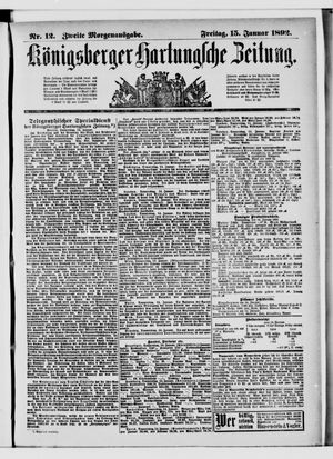 Königsberger Hartungsche Zeitung vom 15.01.1892