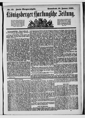 Königsberger Hartungsche Zeitung on Jan 16, 1892