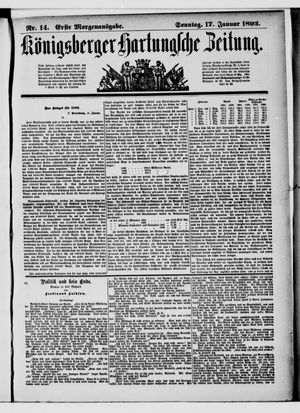 Königsberger Hartungsche Zeitung vom 17.01.1892