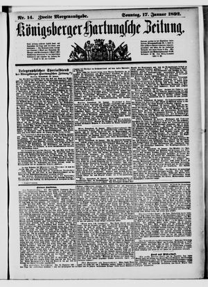 Königsberger Hartungsche Zeitung vom 17.01.1892