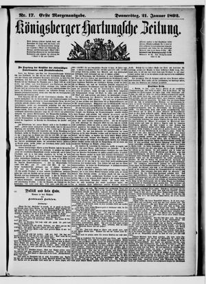 Königsberger Hartungsche Zeitung on Jan 21, 1892