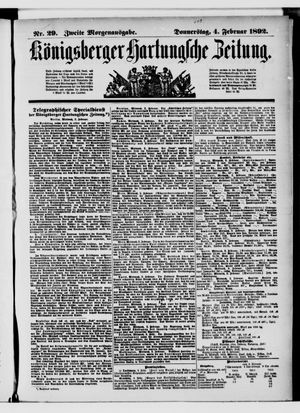 Königsberger Hartungsche Zeitung on Feb 4, 1892