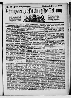 Königsberger Hartungsche Zeitung vom 09.02.1892