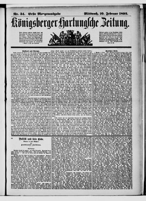 Königsberger Hartungsche Zeitung vom 10.02.1892
