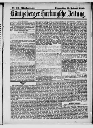 Königsberger Hartungsche Zeitung on Feb 11, 1892