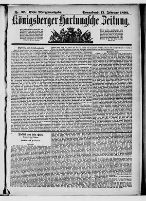 Königsberger Hartungsche Zeitung vom 13.02.1892