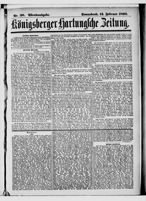 Königsberger Hartungsche Zeitung vom 13.02.1892