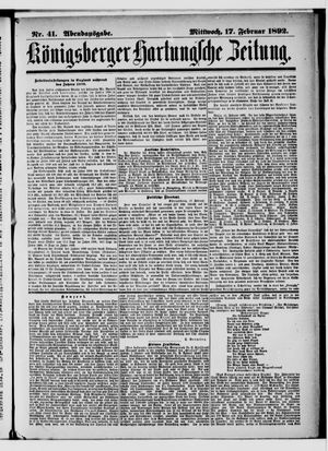 Königsberger Hartungsche Zeitung vom 17.02.1892