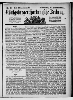 Königsberger Hartungsche Zeitung on Feb 18, 1892