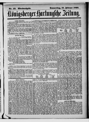 Königsberger Hartungsche Zeitung vom 18.02.1892
