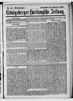 Königsberger Hartungsche Zeitung vom 20.02.1892
