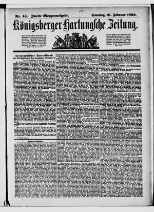 Königsberger Hartungsche Zeitung vom 21.02.1892
