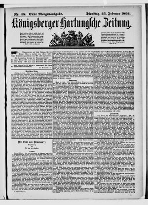 Königsberger Hartungsche Zeitung vom 23.02.1892