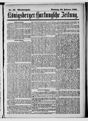 Königsberger Hartungsche Zeitung vom 23.02.1892