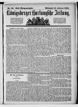 Königsberger Hartungsche Zeitung on Feb 24, 1892