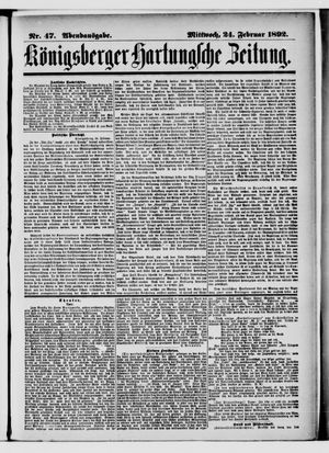 Königsberger Hartungsche Zeitung vom 24.02.1892