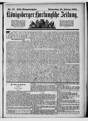 Königsberger Hartungsche Zeitung vom 25.02.1892