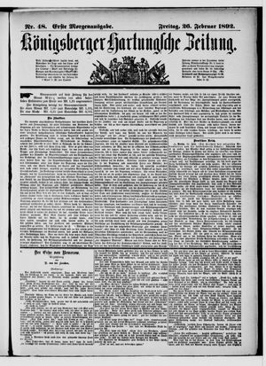 Königsberger Hartungsche Zeitung vom 26.02.1892