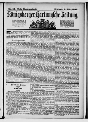 Königsberger Hartungsche Zeitung vom 02.03.1892