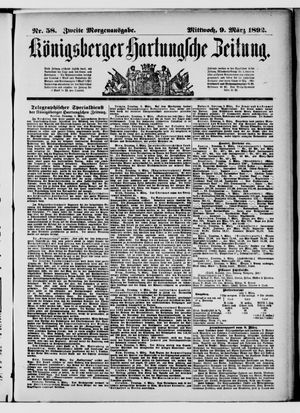 Königsberger Hartungsche Zeitung vom 09.03.1892