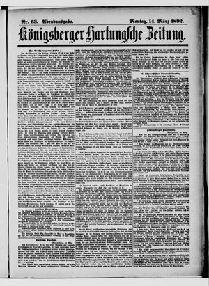Königsberger Hartungsche Zeitung on Mar 14, 1892