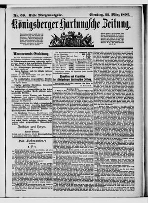 Königsberger Hartungsche Zeitung vom 22.03.1892