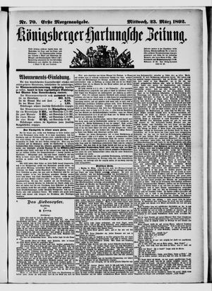 Königsberger Hartungsche Zeitung vom 23.03.1892