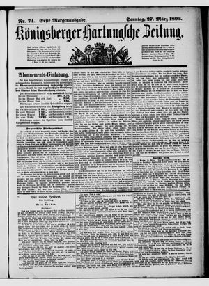 Königsberger Hartungsche Zeitung vom 27.03.1892