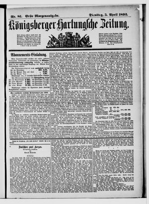 Königsberger Hartungsche Zeitung vom 05.04.1892