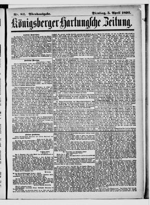 Königsberger Hartungsche Zeitung vom 05.04.1892