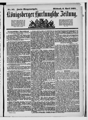 Königsberger Hartungsche Zeitung on Apr 6, 1892