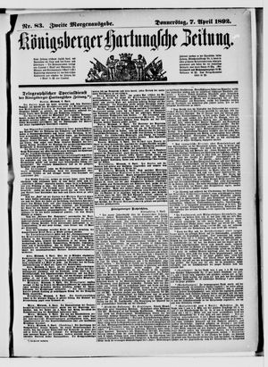Königsberger Hartungsche Zeitung on Apr 7, 1892