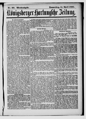 Königsberger Hartungsche Zeitung on Apr 14, 1892