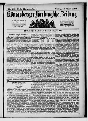 Königsberger Hartungsche Zeitung vom 15.04.1892