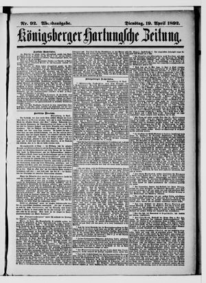 Königsberger Hartungsche Zeitung vom 19.04.1892