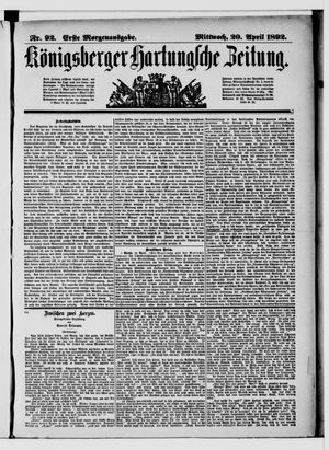 Königsberger Hartungsche Zeitung vom 20.04.1892
