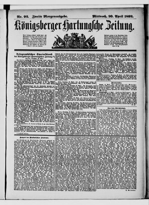 Königsberger Hartungsche Zeitung on Apr 20, 1892