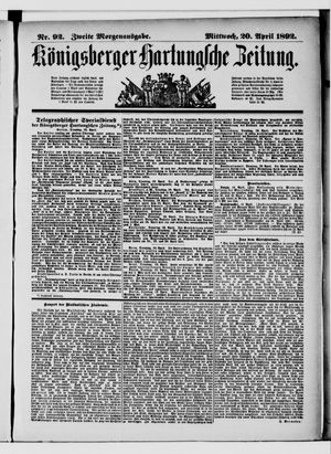 Königsberger Hartungsche Zeitung vom 20.04.1892