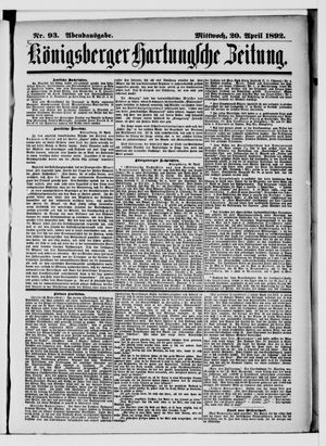 Königsberger Hartungsche Zeitung vom 20.04.1892