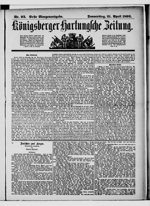 Königsberger Hartungsche Zeitung on Apr 21, 1892