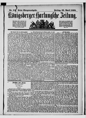 Königsberger Hartungsche Zeitung vom 22.04.1892
