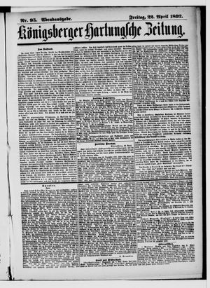 Königsberger Hartungsche Zeitung on Apr 22, 1892
