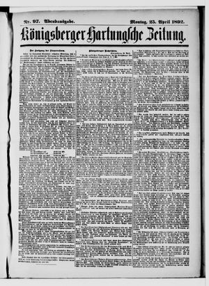 Königsberger Hartungsche Zeitung vom 25.04.1892