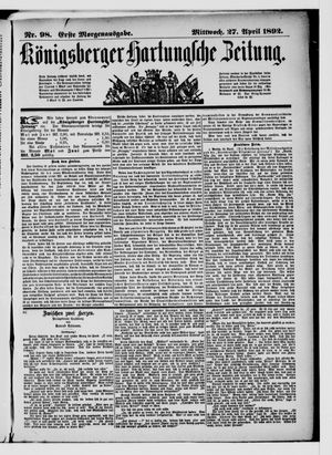 Königsberger Hartungsche Zeitung on Apr 27, 1892
