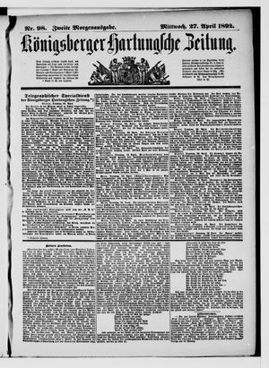 Königsberger Hartungsche Zeitung vom 27.04.1892