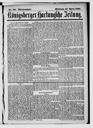 Königsberger Hartungsche Zeitung on Apr 27, 1892