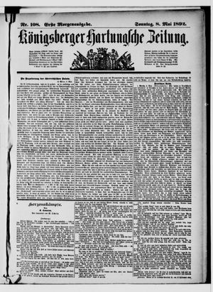 Königsberger Hartungsche Zeitung vom 08.05.1892