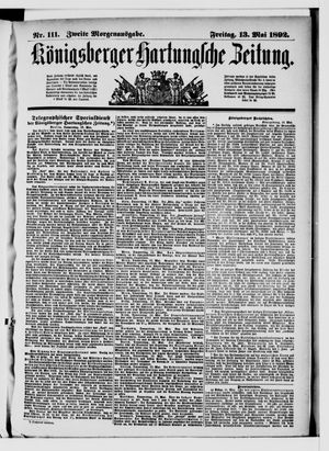 Königsberger Hartungsche Zeitung on May 13, 1892